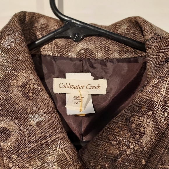 Coldwater CREEK lined brown  blazer jacket sz 16 - Picture 2 of 7